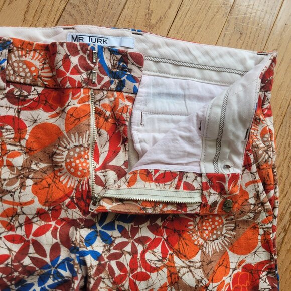 Mr Turk Trousers Bright Multicolor Floral Print Dress Pant Beach Art - Picture 5 of 15